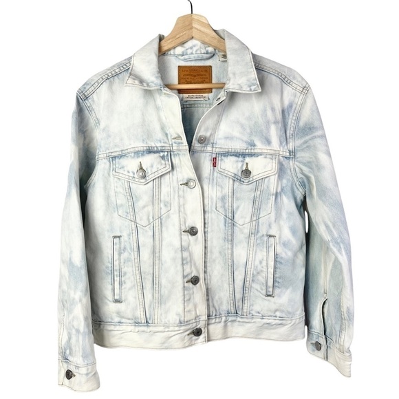 Levi's Ex-Boyfriend Acid Wash Button Down Denim Trucker Jacket S - Picture 2 of 5
